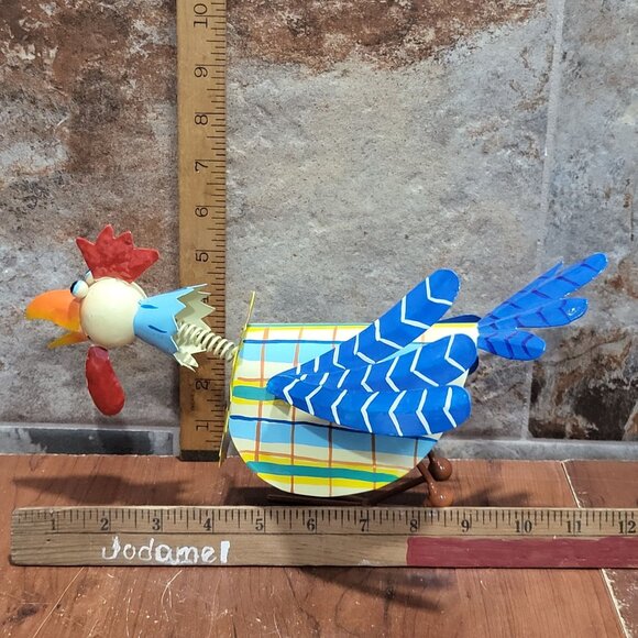 Metal Rooster Bobble Head Animated Chicken Sculpture Outdoor Yard Garden Decor - Picture 8 of 12